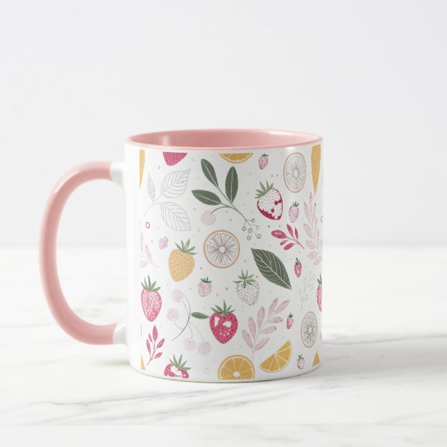 Caneca Padrão Botânico de Morango Citrino – Combo de 11 o (Esquerda)