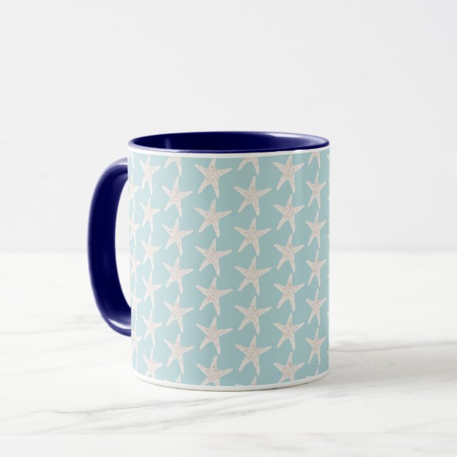 Caneca Padrão Branco Azul de Starfish (Frente Esquerda)