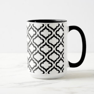 Caneca Padrão branco-preto-branco-ikat marroquino