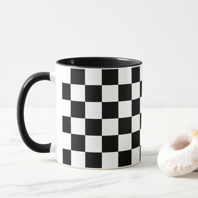 Caneca Padrão branco preto-escuro a frio (Com Donut)