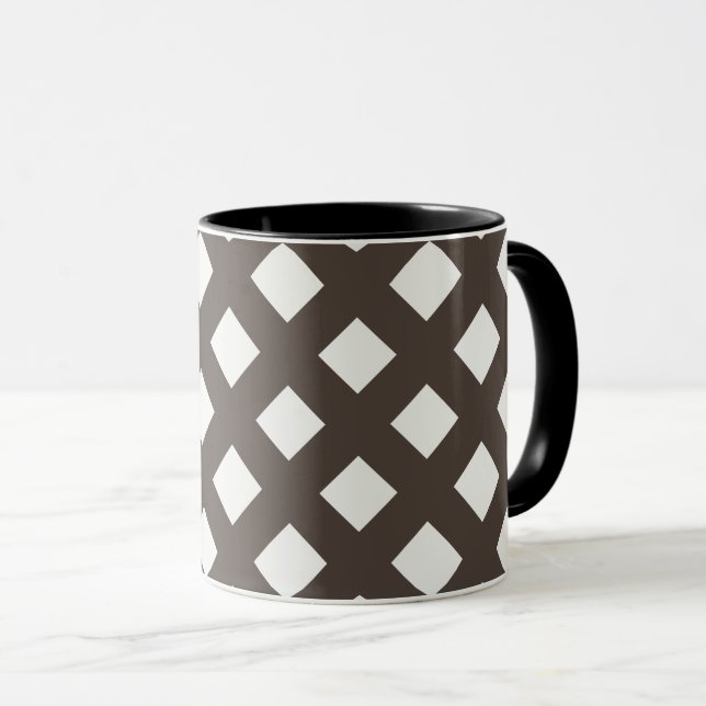 Caneca Padrão Brown e Cream Gingham (Frente Esquerda)