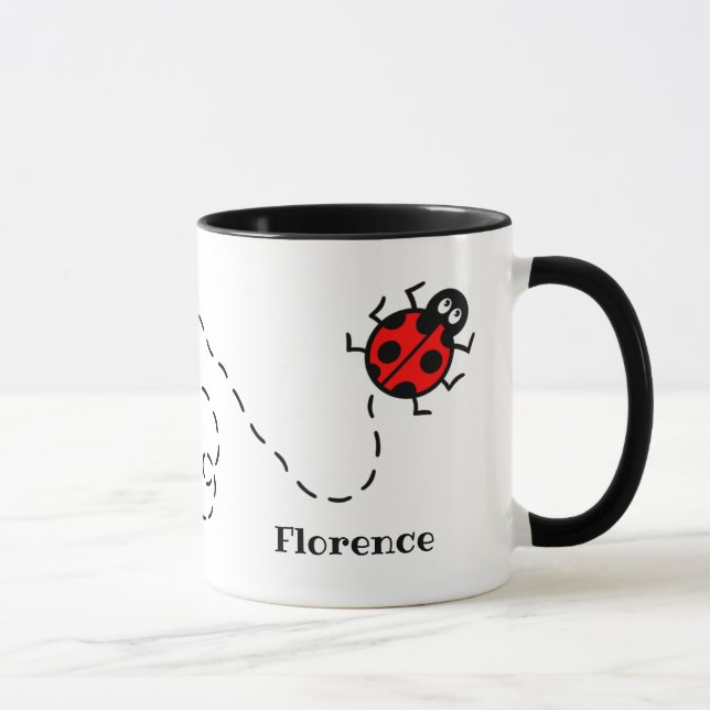 Caneca Padrão cardíaco de ladybird personalizado (Direita)