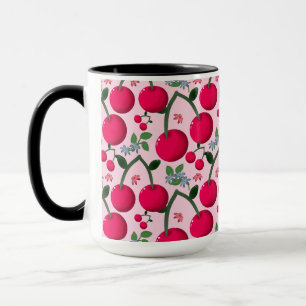 Caneca Padrão Cereja Fofa, Fruta Kawaii Brilhante