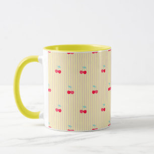 Caneca Padrão Cereja Vermelha Retro Pop
