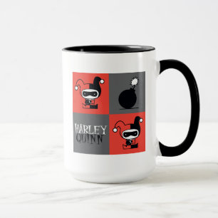 Caneca Padrão Checker de Chibi Harley Quinn