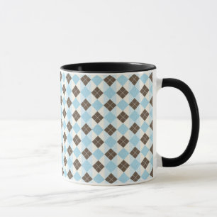 Caneca Padrão Clássico Azul e Castanho de Argyle