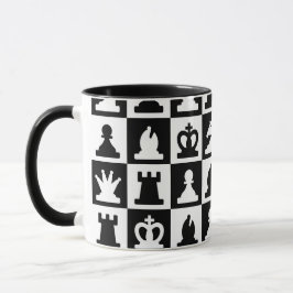 Caneca Padrão clássico de tabuleiro preto e branco