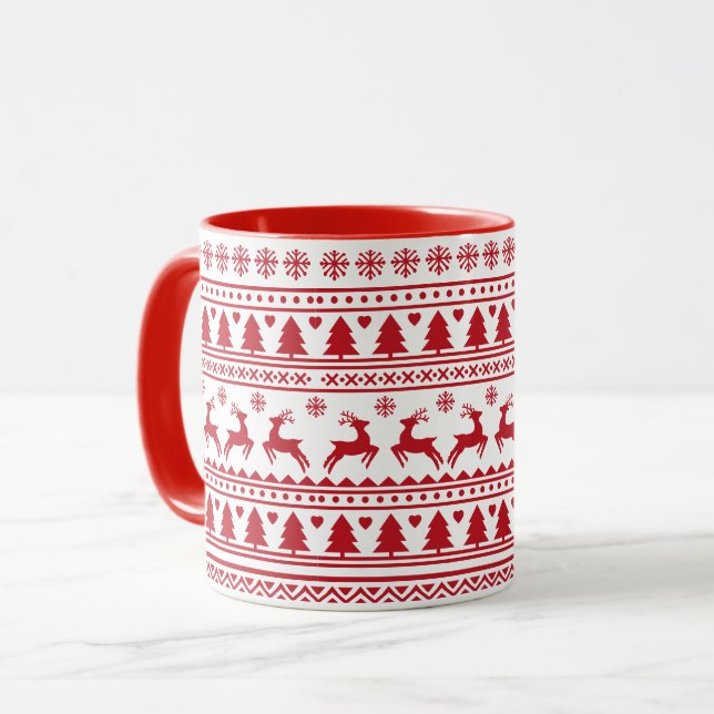 Caneca Padrão clássico escandinavo do Natal (Frente Esquerda)