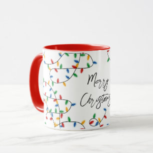 Caneca Padrão Colorido das Luzes de Natal Feliz