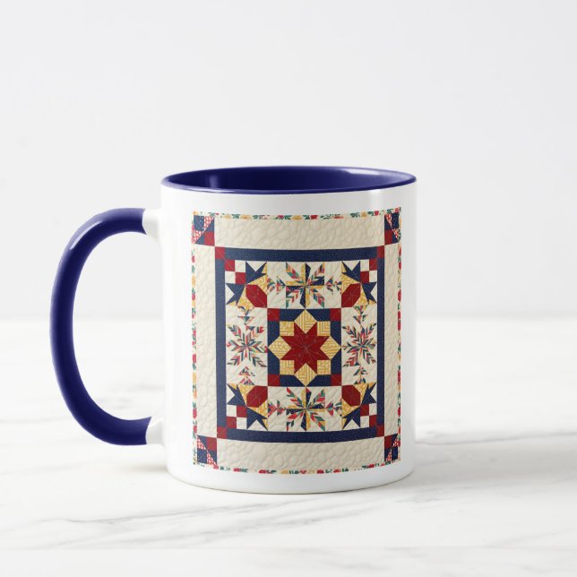 Caneca Padrão Colorido de Colcha - Amante de Colchas (Esquerda)