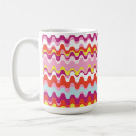 Caneca Padrão colorido de onda de abstrato cor-de-rosa-cl