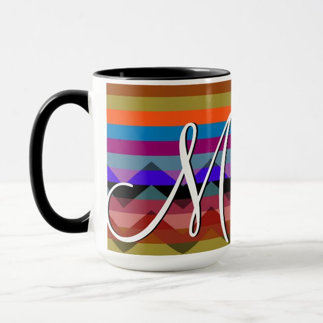 Caneca Padrão Colorido de Stripes Chevron #2 (Esquerda)