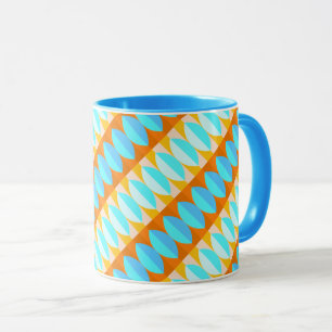 Caneca Padrão Colorido Turquesa Azul Laranja Amarelo