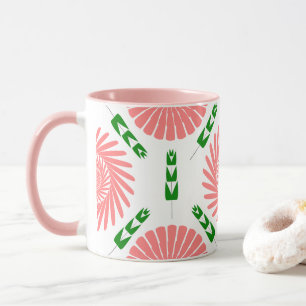 Caneca padrão com flores rosa