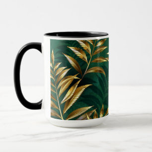 Caneca Padrão contínuo com samambaias douradas