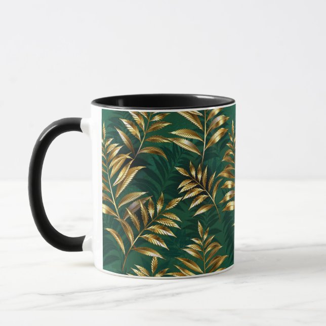Caneca Padrão contínuo com samambaias douradas (Esquerda)