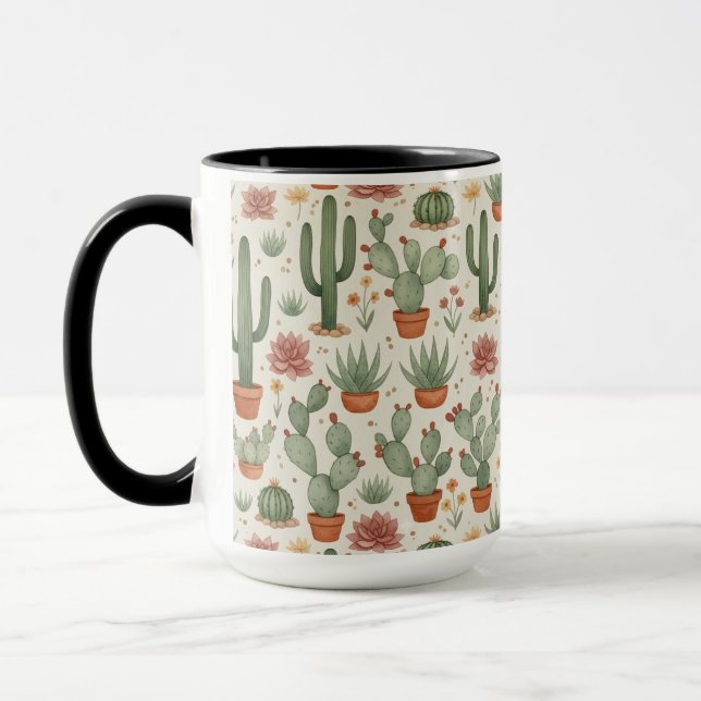 Caneca Padrão contínuo de cactos suculentos do deserto (Esquerda)