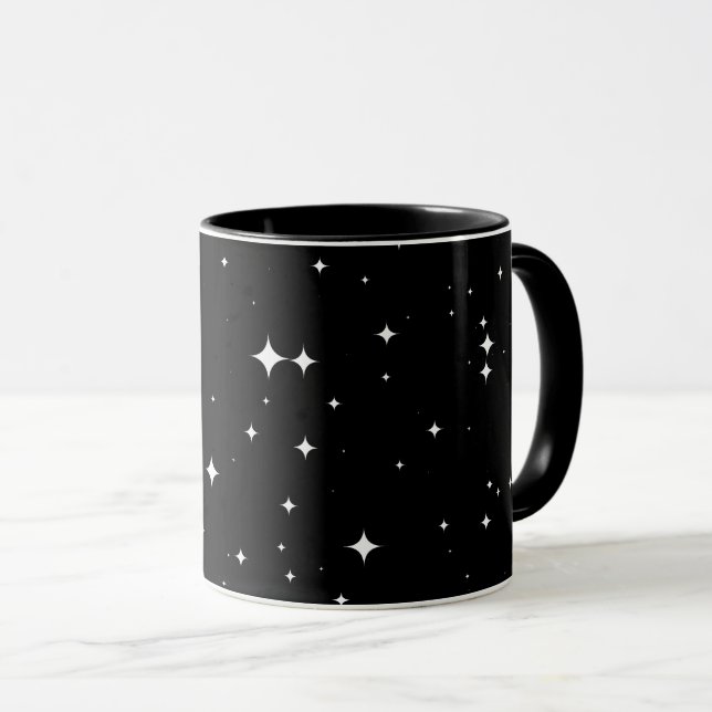 Caneca Padrão Contínuo de Céu Noturno Estrelado Moderno 8 (Frente Esquerda)