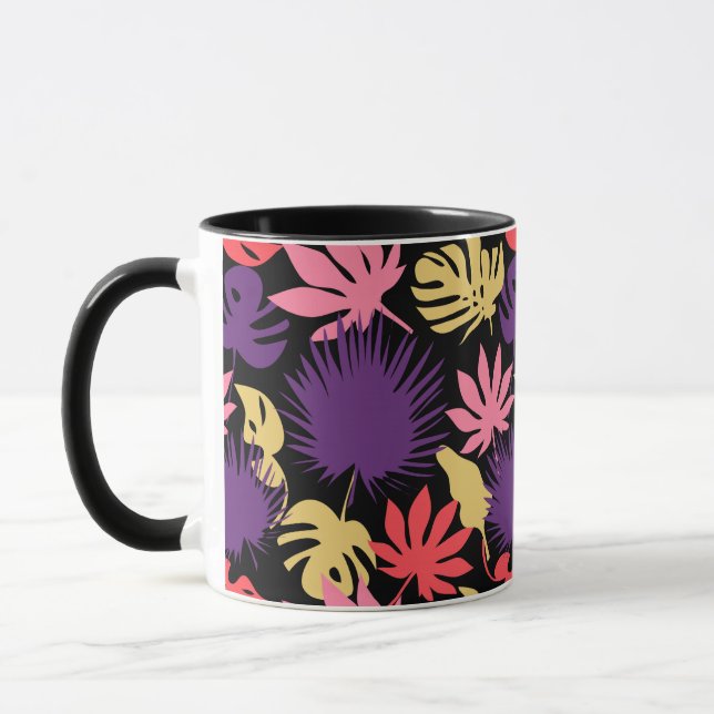 Caneca Padrão contínuo de folhas tropicais (Esquerda)
