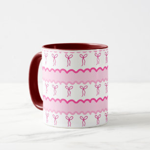 Caneca Padrão contínuo de laço rosa pastel - Estética fof