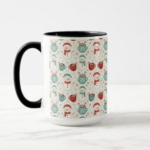 Caneca Padrão contínuo de Natal com boneco de neve e caca