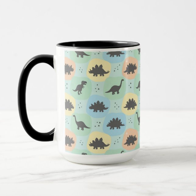 Caneca Padrão contínuo de silhueta de dinossauro pré-hist (Esquerda)