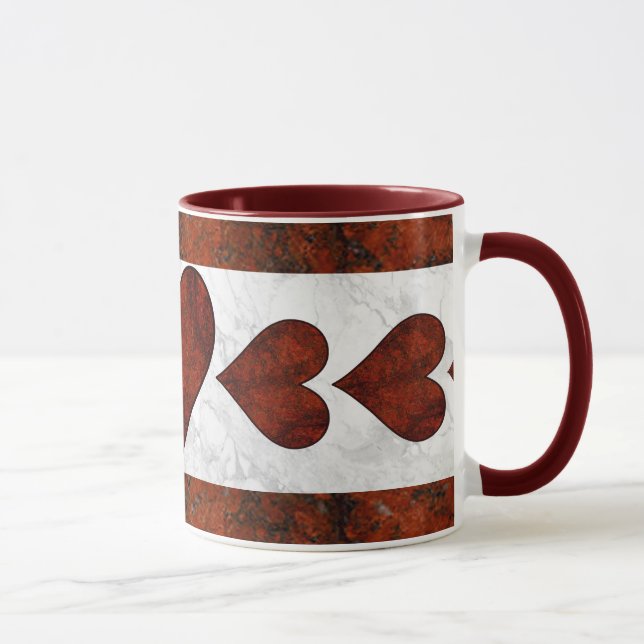 Caneca Padrão Coração de Pedra Vermelha (Direita)