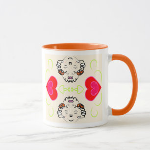 Caneca Padrão Corações Fofos