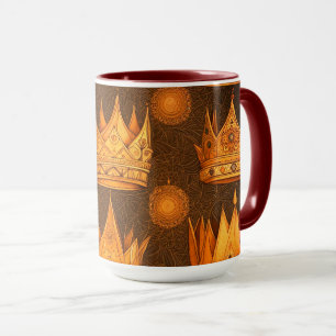 Caneca Padrão Coroas Douradas