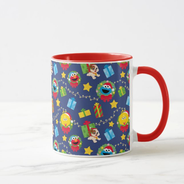 Caneca Padrão das Luzes de Natal da Rua Sésame (Direita)