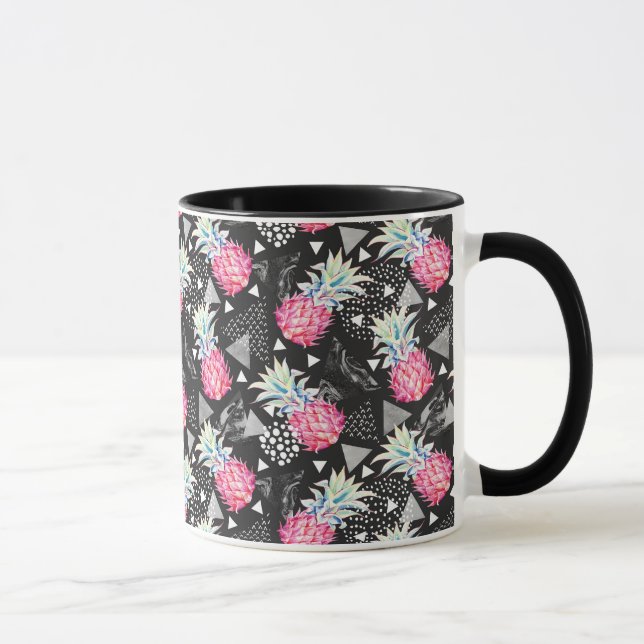 Caneca Padrão de abacaxi de triângulo texturizado (Direita)