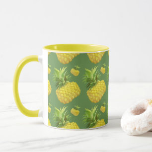 Caneca Padrão de Abacaxi Tropical: Arte de Frutas de Verã