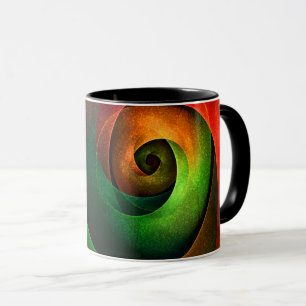 Caneca Padrão de Abstrato de Arte Vermelha Verde Floral M