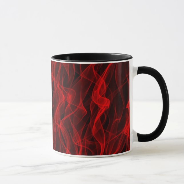 Caneca Padrão de Abstrato de Linha Curva Vermelha Neon da (Direita)