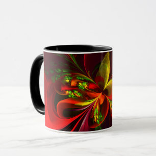 Caneca Padrão de Abstrato Floral Verde Moderno #05