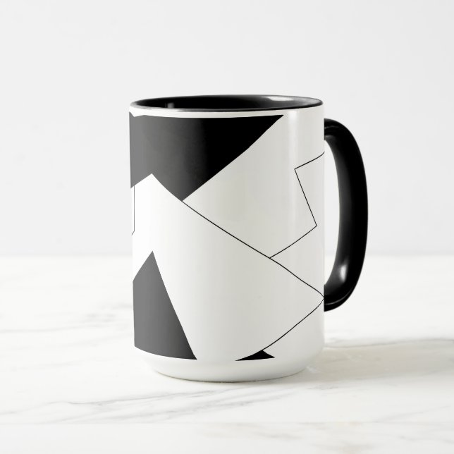 Caneca Padrão de abstrato - preto e branco (Frente Esquerda)