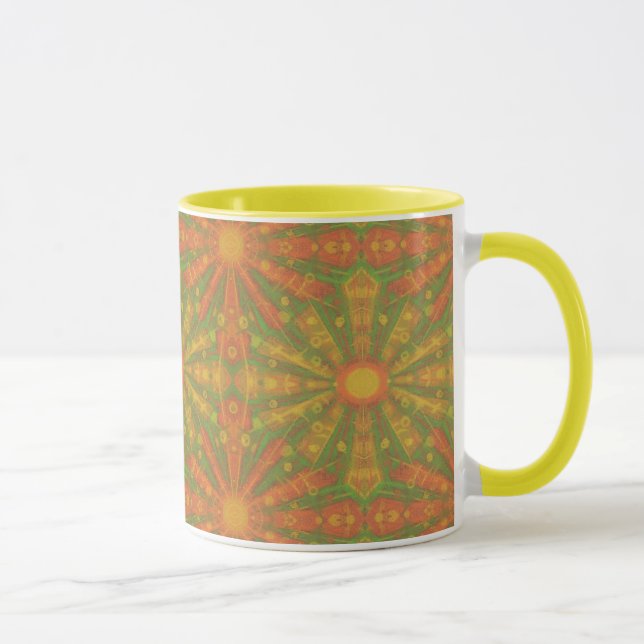 Caneca Padrão de abstrato "Sunshine" em laranja e amarelo (Direita)