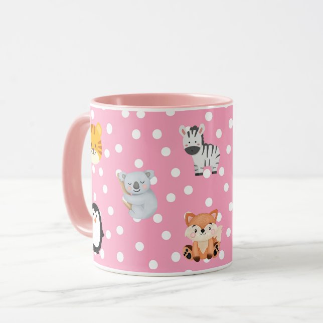 Caneca Padrão de Amigos e Caracteres Kawaii Cute (Frente Esquerda)