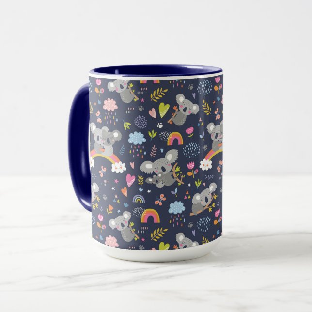 Caneca Padrão de Amor do Koala Rainbow (Frente Esquerda)