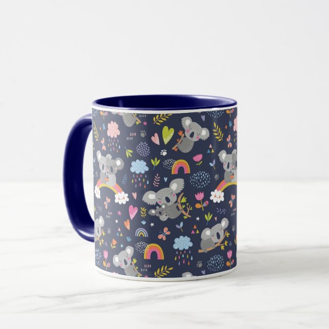 Caneca Padrão de Amor do Koala Rainbow (Frente Esquerda)