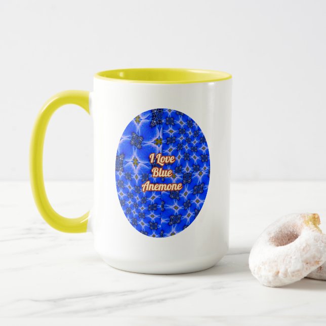 Caneca Padrão de Anêmona do Jardim Azul (Com Donut)