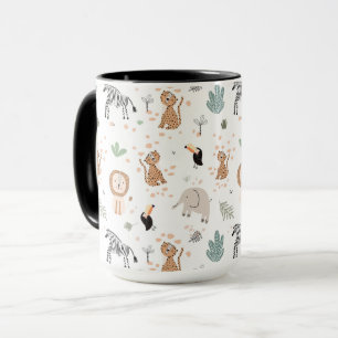 Caneca Padrão de Animais da Floresta Tropical Selva
