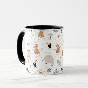 Caneca Padrão de Animais da Floresta Tropical Selva