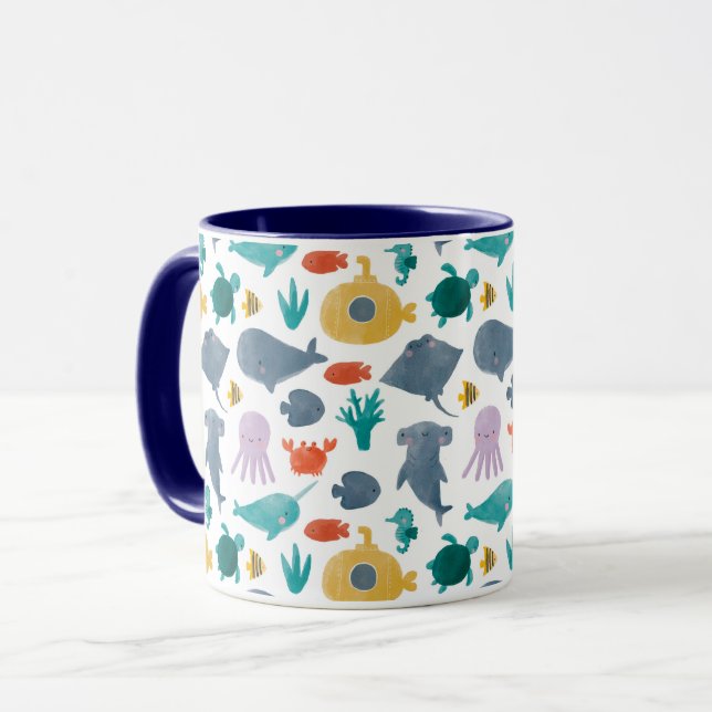 Caneca Padrão de Animais do Oceano Cáutico (Frente Esquerda)