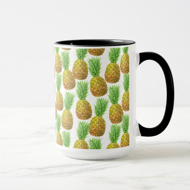 Caneca Padrão de aquarela de abacaxi (Direita)