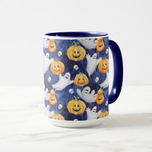 Caneca Padrão de Aquarela do Halloween