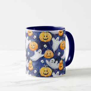 Caneca Padrão de Aquarela do Halloween