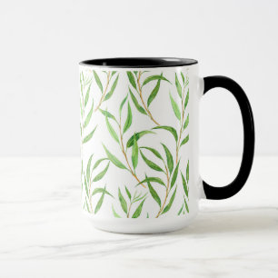 Caneca Padrão de aquarela Eucalyptus em branco