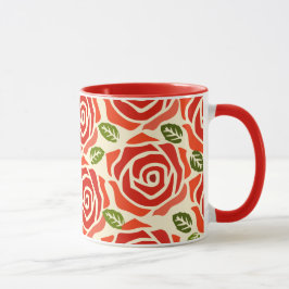 Caneca Padrão de aquarela rosa branco agudo