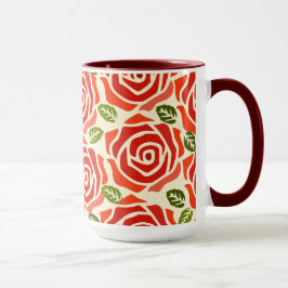 Caneca Padrão de aquarelas adultas rosas brancas